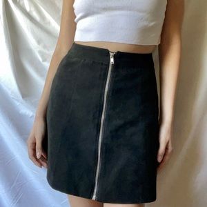black high-waisted midi skirt